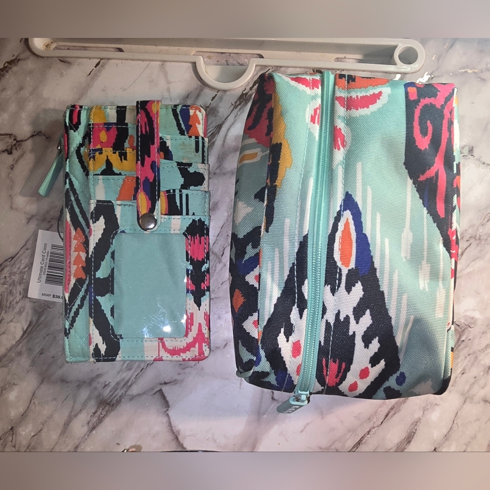Colorful Patterned Wallet and Pouch Set